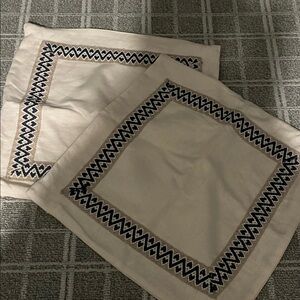 Ethan Allen Cream and Black Geometric Placemats